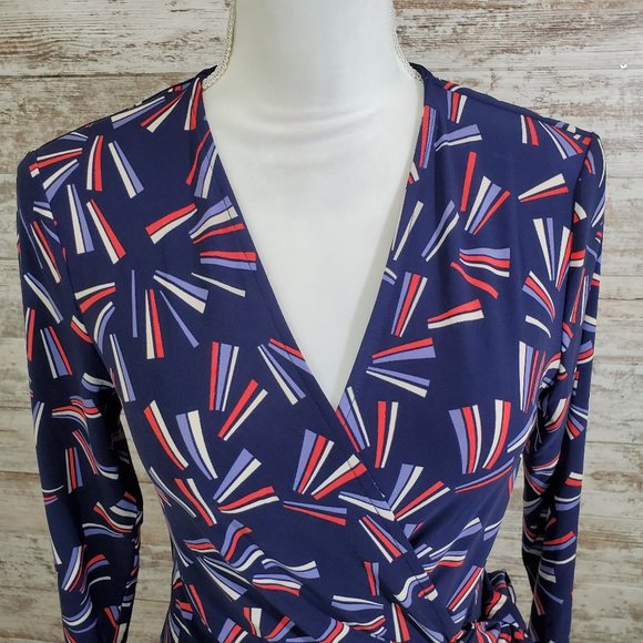 ANNE KLEIN Eclipse Blue Marina Printed Faux Wrap - Picture 5 of 15